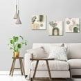 thumbnail image 5 of Boho Wall Art Decor Minimalist Wall Art Pictures Canvas Prints Mid Century Modern Home Decor, Framed Ready to Hang, Set of 3 Piece 12inx12in (Green), 5 of 5