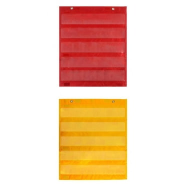 2Pcs Card Teaching Pocket Chart Wall Hanging Schedule Pocket Chart