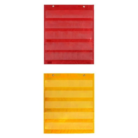 2Pcs Card Teaching Pocket Chart Wall Hanging Schedule Pocket Chart