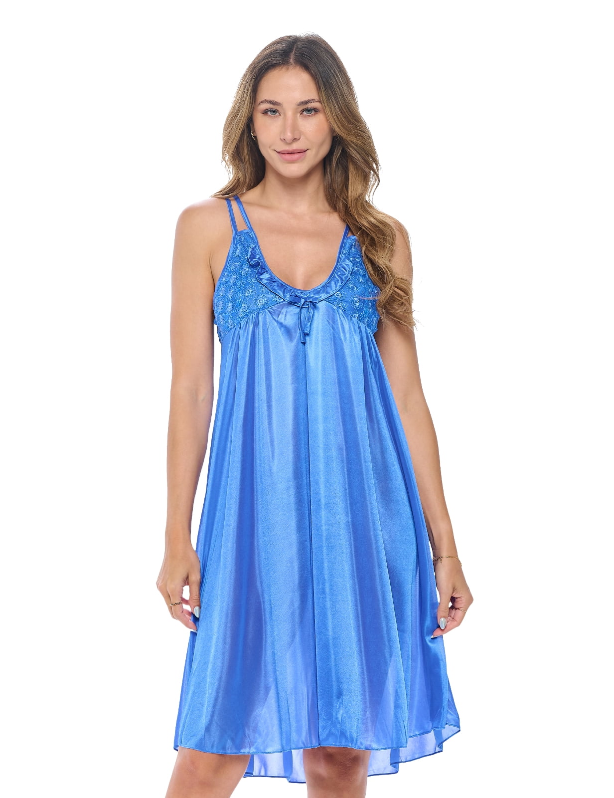 Casual Nights Women's Satin Lace Camisole Nightgown - Walmart.com