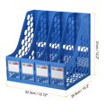 thumbnail image 2 of Unique Bargains Magazine File Holder, PS Plastic Vertical 4 Compartment Desktop Book Storage Rack Organizer, Blue, 2 of 4