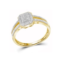 10kt Yellow Gold Womens Round Diamond Square Cluster Ring 1/6 Cttw