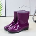 thumbnail image 4 of HTHLVMD Pull On Water Footwear, Mid Calf Rain Boots Tall Waterproof Garden Boots High Top Mud Shoes Pull On Slip Resistant Commuting Footwear Heavy Duty Outdoor Utility Boots, Purple 6, 4 of 4