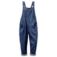 thumbnail image 3 of Women Floral Printed Adjustable Strap Denim Bib Overall Wide Leg Jeans Casual Baggy Overalls Jumpsuit Lightweight Pocket Baggy Dungarees(Blue,XL), 3 of 3