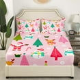 Christmas Sheetsfor Kids Snowman Xmas Tree Bed Sheets Set Santa Claus