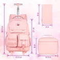 thumbnail image 2 of Mochila enrollable CCJPX para niñas y mujeres de 53 cm con bolsa de almuerzo rosa, 2 of 6