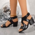 thumbnail image 2 of hopeusnice Sandals for Women Square High heel Breathable Soft PU Materials Summer Shoes Non-slip Women's Sandals Open Toe Sandals Trendy Roman Dress Shoes Black 39, 2 of 9