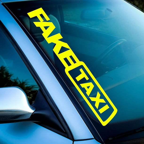 Pegatina de 2 piezas con la inscripción "Fake Taxi", para parabrisas delantero, adecuada para tuning, pegatina divertida para coche con el logotipo de Drift Sailing Electrónica