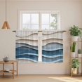 thumbnail image 3 of Blue Beige Kitchen Curtains, Coastal Vintage Modern Abstract Art Light Filtering Window Curtain Panels, 2Pcs Rod Pocket Window Treatments Set for Study Room Bathroom Bedroom 52x54 Inches, 3 of 9