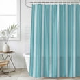 thumbnail image 1 of Small Stall Shower Curtain 48x72 Inch Narrow Half Size Teal Stripes Bath Curtains Bathroom Decor, Farmhouse Vertical Striped Vintage Waterproof Fabric Shower Curtain Set with Hooks 48 Inch, 1 of 5