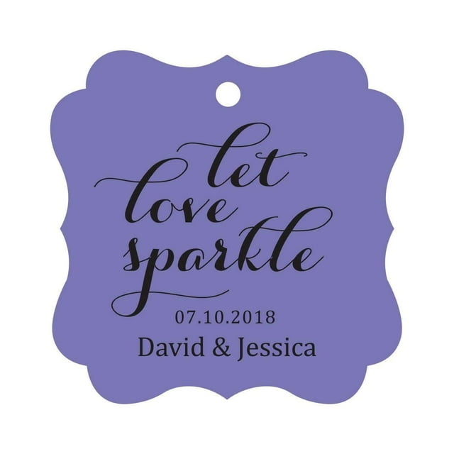 Darling Souvenir Personnalisé Laissez l'Amour Pétiller Mariage Accrocher Tags Cadre Fantaisie Personnalisé Papier Tags -Lavande-100 Tags