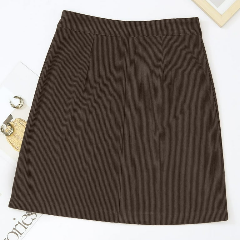 Spring Sale 2024 Hontri Skirts for Women Womens Corduroy Skirts Fall Winter High Waist Button Down A Line Short Mini Skirt with Pockets Skirts for