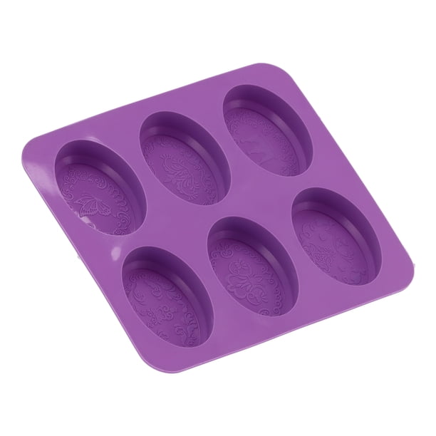 Molde de Pastel de Jabón Hecho A Mano de Silicona Con Patrón de Originalidad Púrpura de 6 Rejillas para Panadería Casera