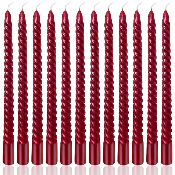 Paquete de 12 velas cónicas en espiral borgoña de 25 cm de Peytanger
