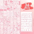 thumbnail image 2 of 36 Pcs Journal Stencils for Planners 4 x 7 Inch Scrapbook Stencils Planner Template Stencil Set for Journaling Notebook Scrapbooking Journals Book DIY Drawing Greeting Cards Diary Letters, 2 of 10