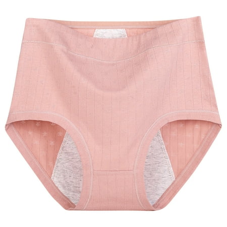 Jalioing Plus Size Panty for Women Cotton Lined Panties Stretch High Waisted Solid Color Oversized Briefs (XX-Large  Pink)