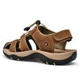 thumbnail image 5 of Men's Closed Toe Leather Hiking Sandals Outdoor Beach Sandals Mens Casual Comfort Fisherman Shoes Non-Slip Waterproof Brown 7.5#, 5 of 7