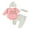 Pink, variant on Infant Baby Girl Fall Outfit, Long Sleeve Romper Elastic Waist Pants Hat Headband 4 Piece Clothes Set