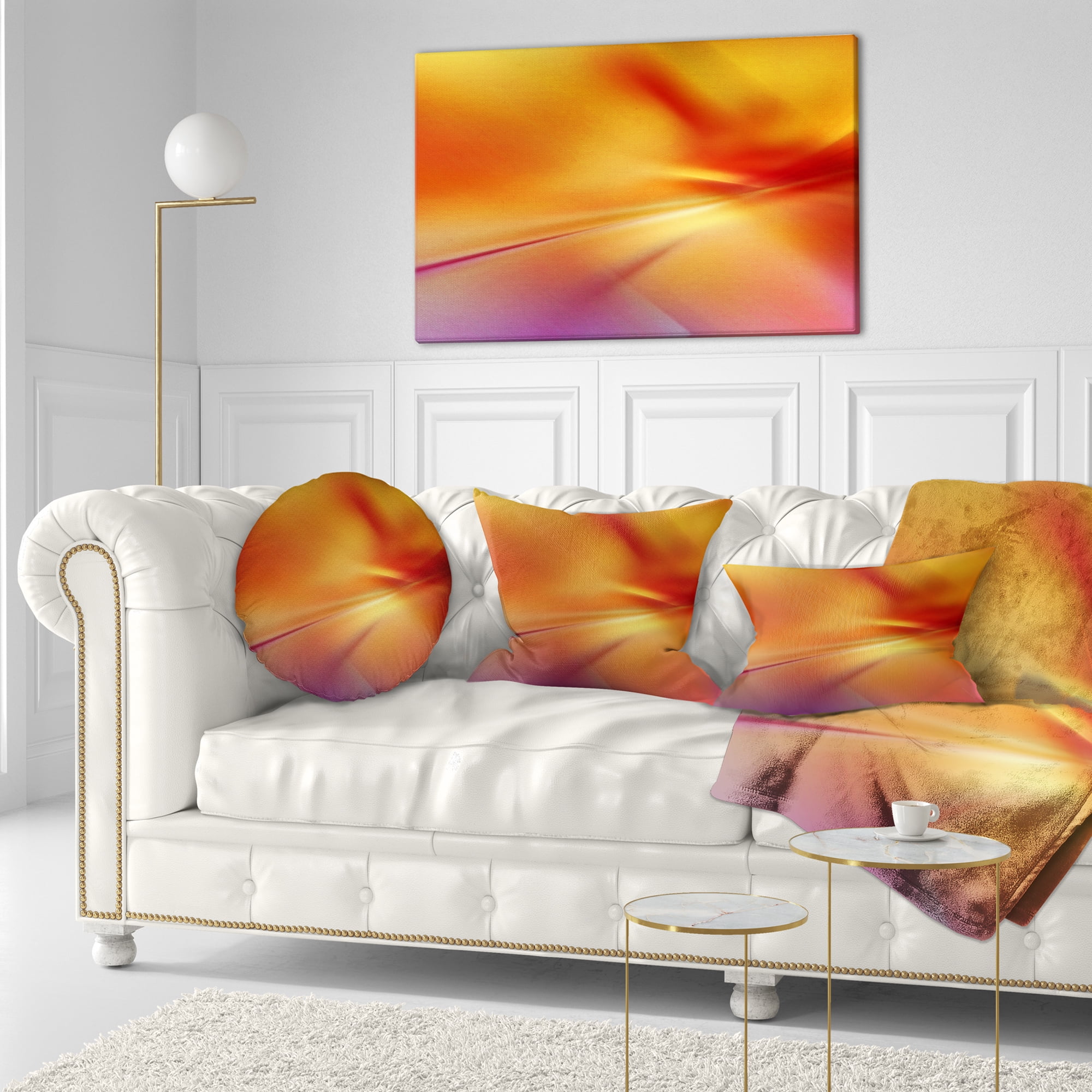 Designart Orange Red Art - Abstract Throw Pillow - 12x20