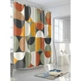 thumbnail image 3 of Mid-Century Modern Shower Curtain, Abstract Geometric Semicircle Green Waterproof Shower Curtain Set with 12 Hooks Lightweight Washable Fabric Shower Curtains for Bathroom 36x72 Inches, 3 of 6