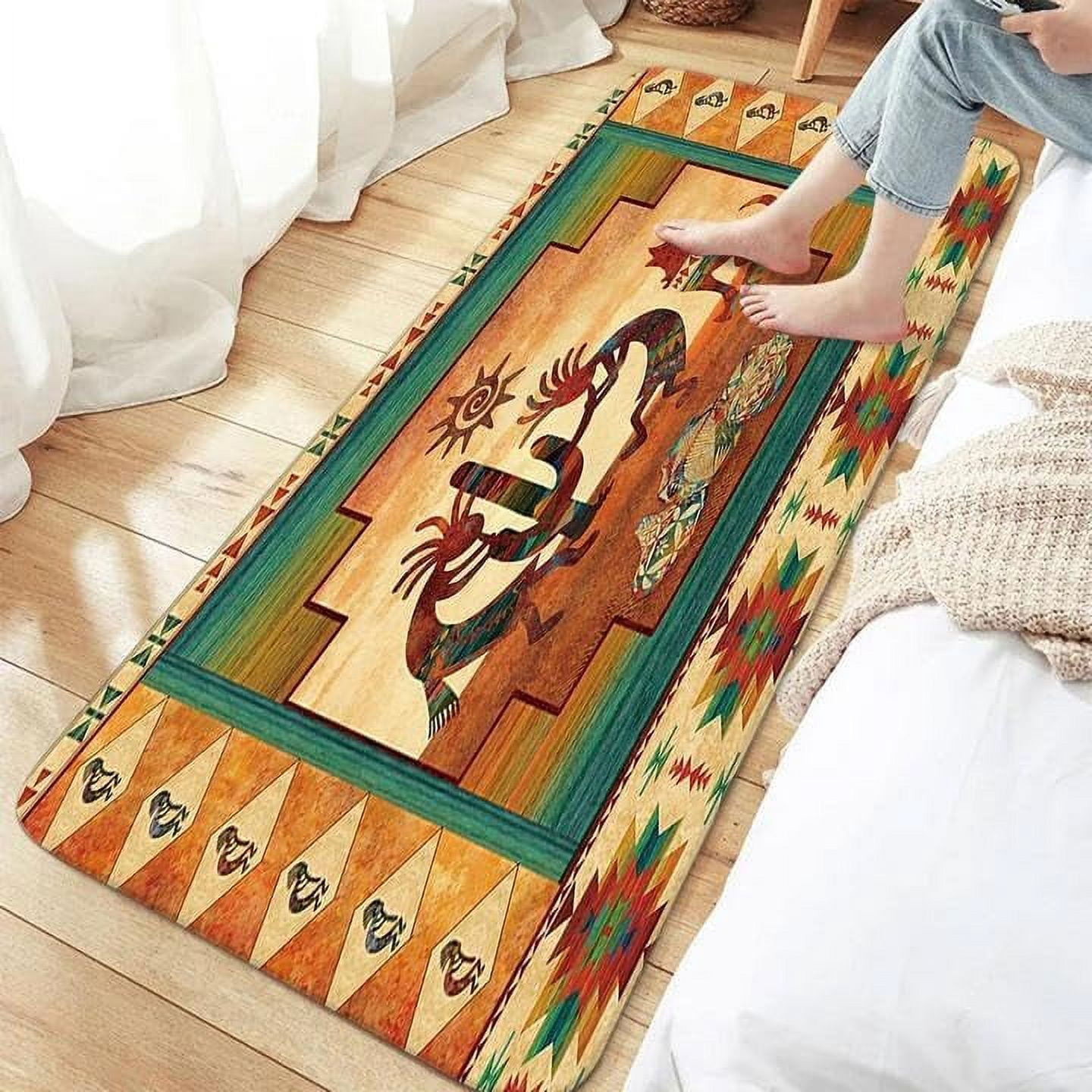 Western Bathroom Rugs, Kokopelli Native Southwestern Bath Mat for Bathroom, Kokopelli Ethnic Pattern Bath Rug Entrance Door Mat Bath Floor Home Doormat Offices Rug Kitchen Carpet Decor…