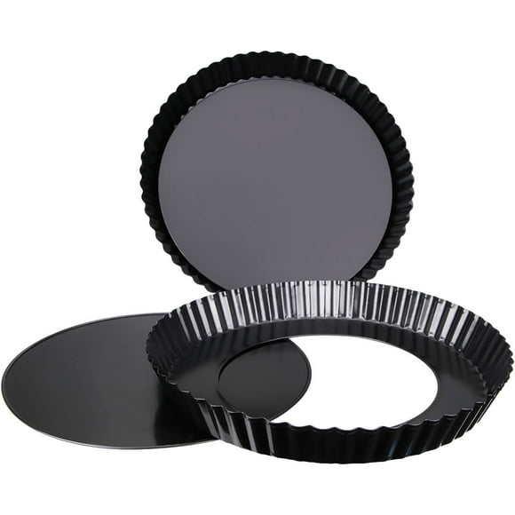 Tart Pans Set of 2, Happybase Non-Stick 9 Inches Removable Loose Bottom Quiche Pan Tart Pie Pans Pizza Pan