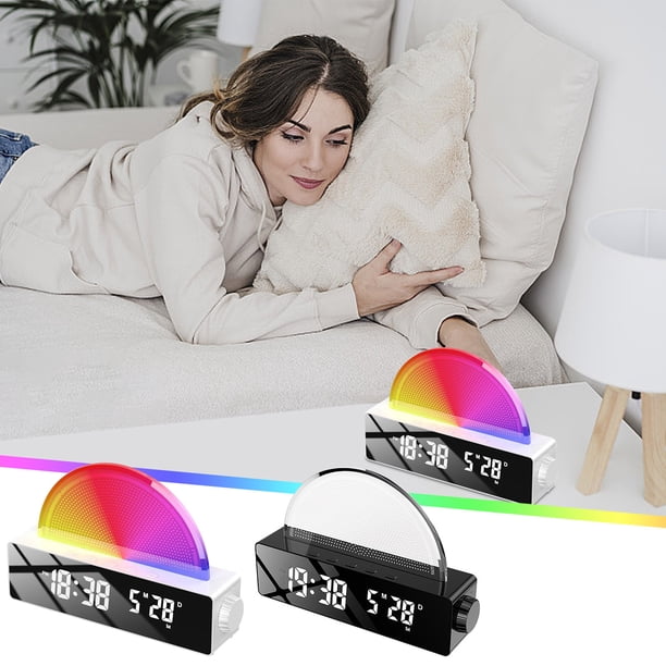 Precios Especiales y Ofertas Limitadas, Reloj despertador directo en Europa y América, reloj despertador con luz de colores muy vendido, reloj despertador con carga Akmoler