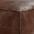 thumbnail image 3 of Simpli Home Sheffield 26 inch Wide Boho Square Coffee Table Pouf in Distressed Brown Genuine Leather, 3 of 6