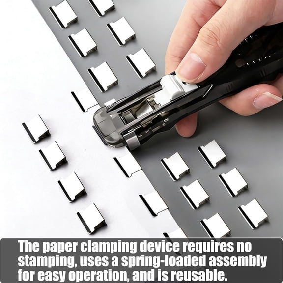 Portable Paper Fastener with Spring Loaded Clip for Securing Sheets Neatly at Home