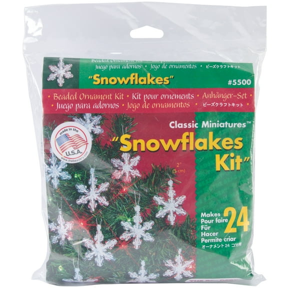 The Beadery Holiday Beaded Ornament Kit-Mini Snowflakes 2" Makes 24