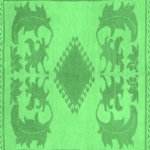 Ahgly Company Indoor Square Abstract Emerald Green Modern Area Rugs, 4' Square