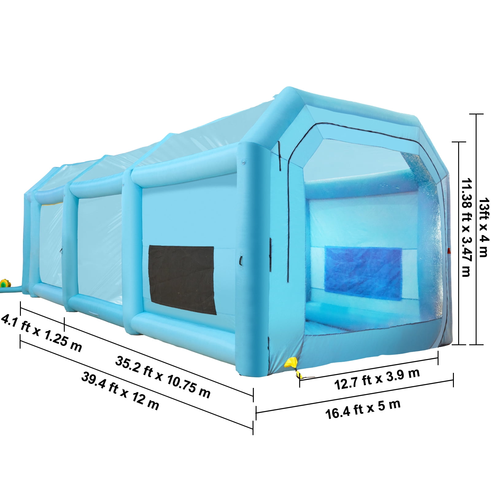 VEVOR Inflatable Paint Booth, 39.4x16.4x13.1 ft Spray Paint Booth, with 2 Powerful Blowers, Inflatable Spray Booth with Air Filter System, Car Paint Booth for Car Parking Tent Workstation, Blue