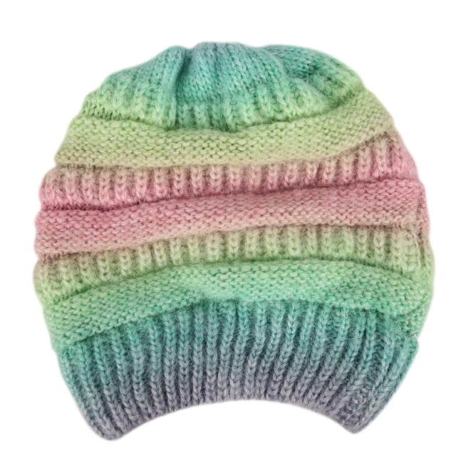 Sombrero De Punto Para Mujer De Otoño E Invierno, Sombrero De Lana Teñido Con Lazo, Sombrero De Punto Degradado Para Pescar, Esquiar Y Acampar Cateissary AP006542-06