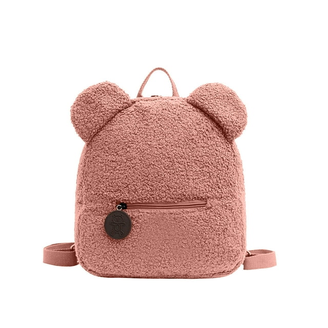 SDNall Teddy Bear Ears, Teddy Bear Backpack, Cute Backpack Kawaii, Backpack Cute Bear Ears Lambskin Backpack Kids Pack
