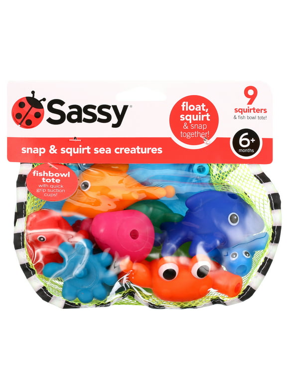 Sassy Snap & Squirt Sea Creatures Bath Toy, 9 Pack
