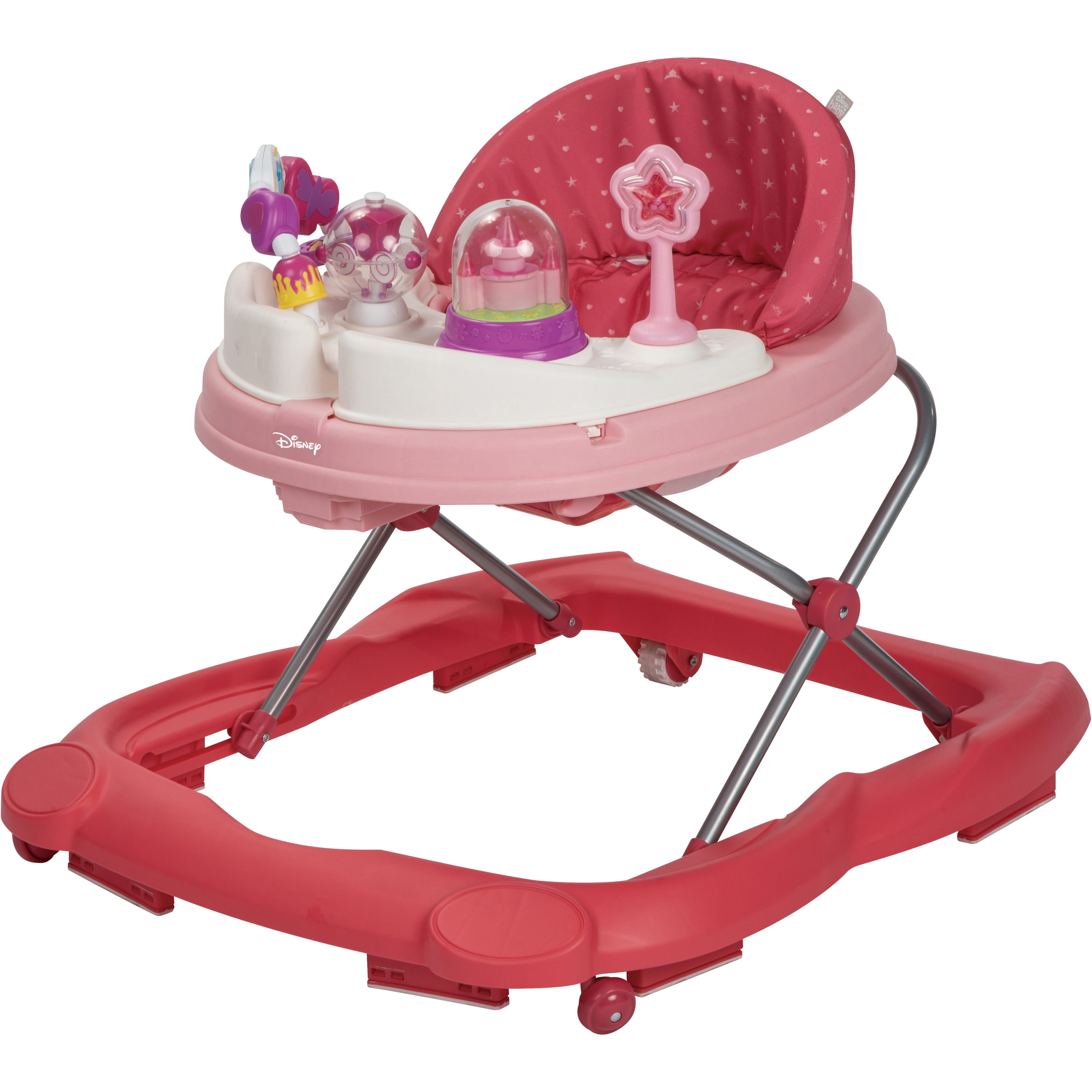 Baby Walker High Seat Back with Activity Station Removable Electronic Toy Pink 