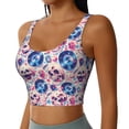 thumbnail image 2 of Daiia blue record rock Skull Printed Women's Sports Bra, Breathable Activewear Bra with U-Back Design and Removable Pads, Comfortable and Supportive for Yoga, Workout-Medium, 2 of 8
