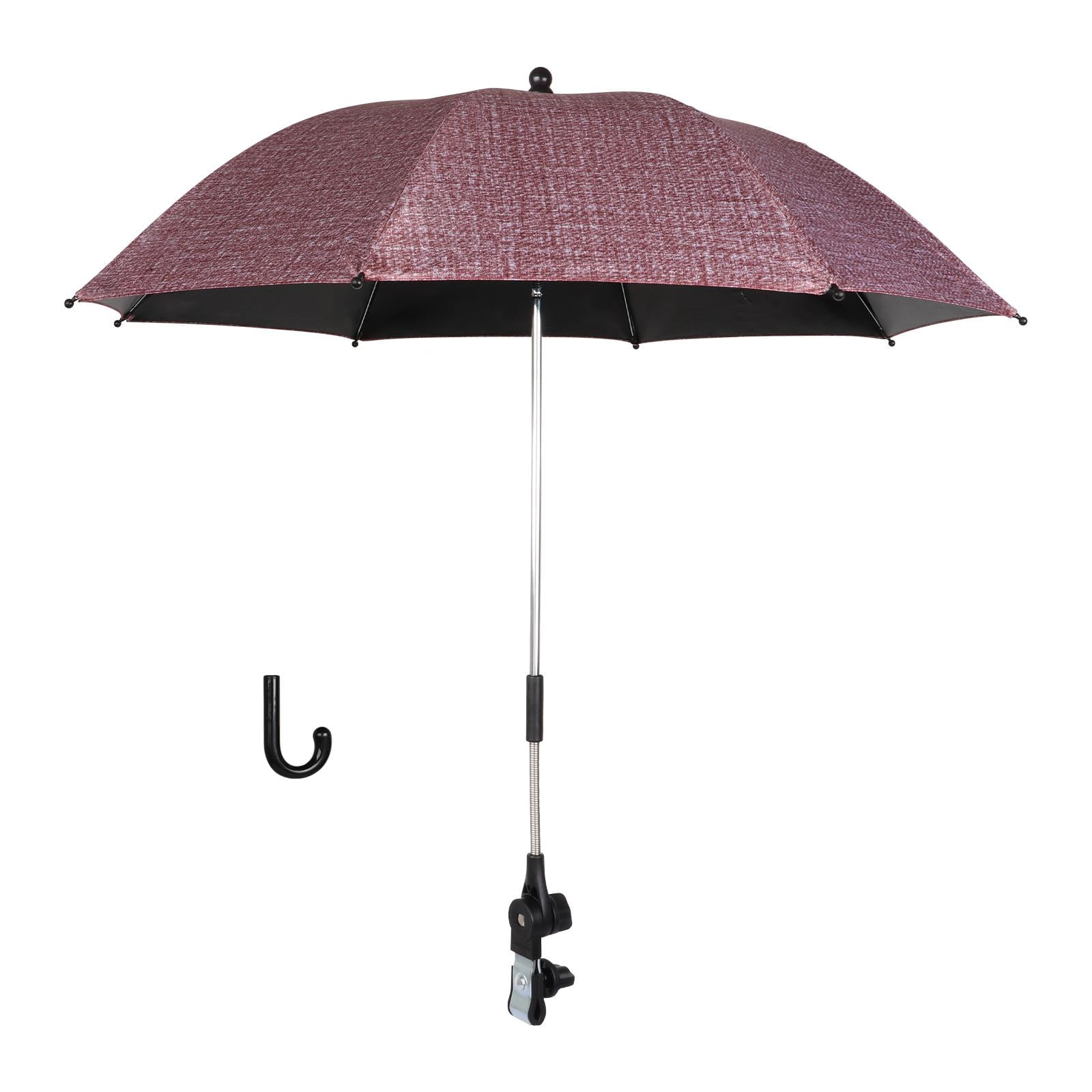LeeQinersw 33" Baby Pram Umbrella, Stroller Umbrella with Adjustable Fixing Clamp, Sun Cover, Clip on Pushchair Parasol for Pushchair Pram Stroller Bike dark red