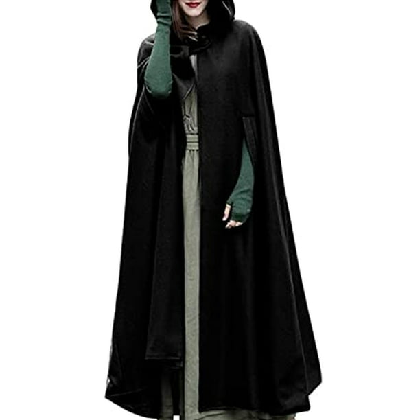 Eyicmarn Womens Gothic Hooded Open Front Poncho Cape Coat Outwear ...