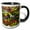 Black/White, variant on 3drose, Red Yellow Purple N White Pansies, 11oz Mug