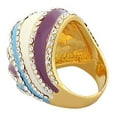 thumbnail image 2 of Fashion Alloy Yellow Gold-Tone Purple White Clear CZ Flower Floral Cocktail Ring, 2 of 3