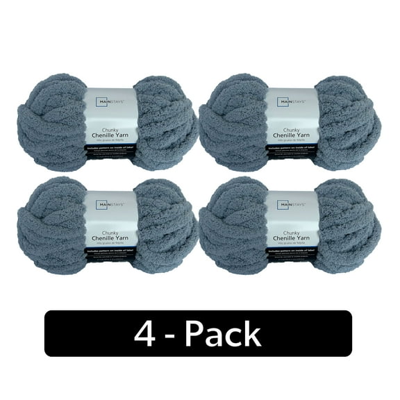 Mainstays Chunky Chenille Yarn, 31.7 yd, Light Blue, 100% Polyester Pack of 4