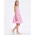thumbnail image 7 of IBTOM CASTLE Kids Girls Halter Bubble Ruffle Dress Summer Sleeveless A-line Solid Color Midi Dress Elegant Formal Prom Gown Pink, 7 of 7
