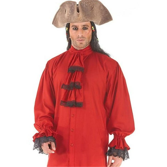 The Pirate Dressing C1086 Colonial Shirt- Red - Extra Large