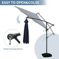 thumbnail image 5 of Ainfox 10ft Cantilever Patio Umbrella with Lights, Offset Market Umbrella with Sandbags Weighted Base and Cross Base, Navy Blue, 5 of 7