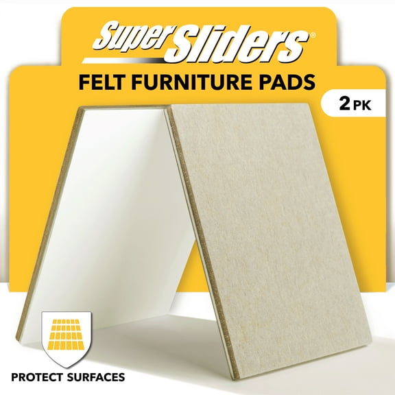 Super Sliders 4 x 6 Inch Felt Pads for Hardwood Floors - Beige, 2 Pack