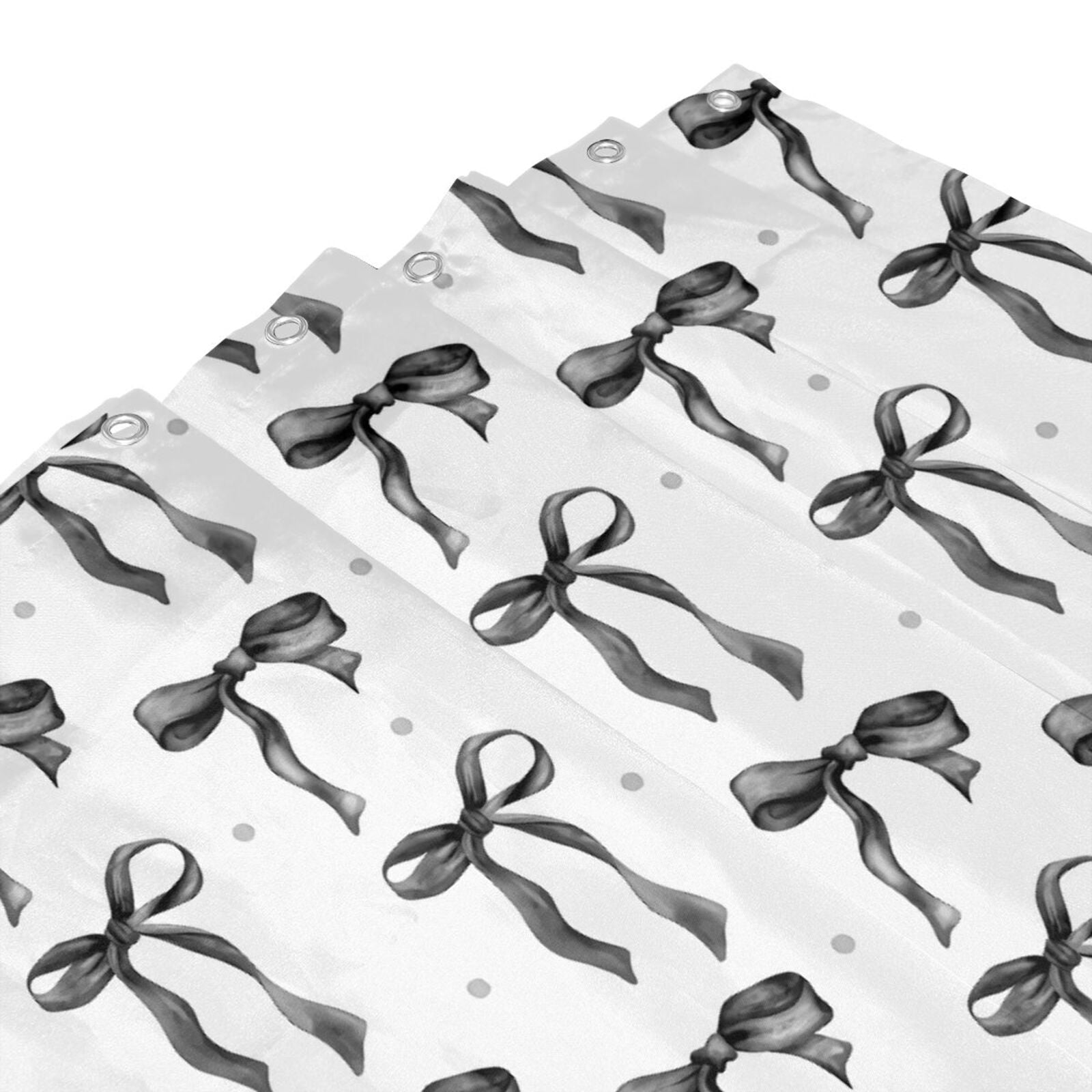 HVEST Black Bow Shower Curtain with Black and White Design - Modern Simple Aesthetic Bathroom Decor, Waterproof Polyester Fabric, Includes 12 Hooks, 72x78 Inches