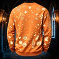 thumbnail image 4 of Mens Retro Fall Halloween Splatter Detail Graphic Cotton Blend Crewneck Sweatshirt Jack O Lantern Holiday Casual Long Sleeve Pullover Orange 2XL, 4 of 4