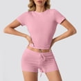 thumbnail image 4 of Short Set 2 Piece Sets Top & Loose Fit Shorts Womens Spring Outfits Women's Workout Sets, 4 of 5