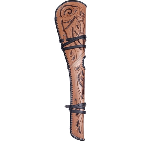 33 Inch Tooled Rifle Case Genuine Leather Rifle Cases Hunting Accessories Handmade Sleeve Scabbard with Strap-16 to 24 inch Barrel Length Twotone